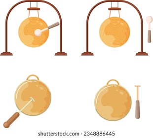 Illustration of traditional percussion instruments in the East
