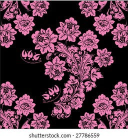 illustration with traditional pink flower decoration