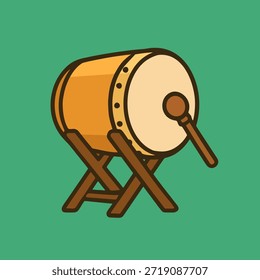 Illustration einer traditionellen Ramadan-Trommel auf einem Holzständer