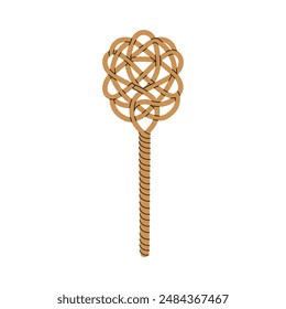 Illustration of traditional rattan carpet beater. Eco-friendly cleaning products. Dust beater, natural materials. Flat vector illustration. Organic natural ecological cleaners.