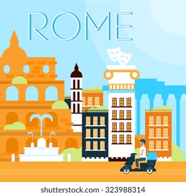 Illustration of traditional Roma background in flat style vector illustration