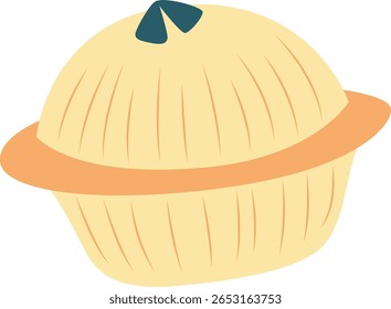 Illustration of a traditional round Eid dessert in a golden beige color, often served after Iftar or Eid feast during festive Islamic holidays.
