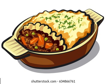 Illustration Of Traditional Shepherd Pie In Casserole