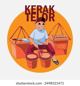 illustration of a traditional snack seller from Jakarta