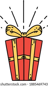 illustration of a traditional tattoo style christmas present