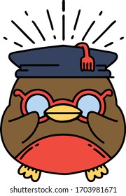 illustration of a traditional tattoo style educated robin