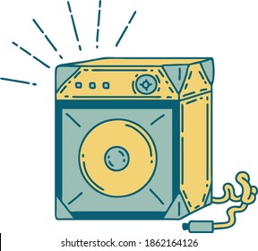 illustration of a traditional tattoo style guitar amplifier