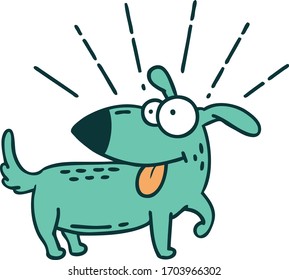 illustration of a traditional tattoo style happy dog