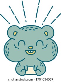illustration of a traditional tattoo style happy hamster