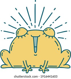 illustration of a traditional tattoo style happy frog
