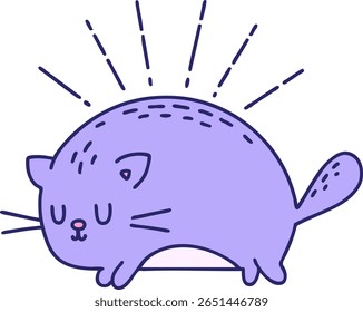 ilustração de um gato feliz estilo tatuagem tradicional na cor neon brilhante