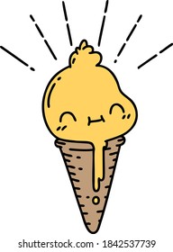 illustration of a traditional tattoo style ice cream character