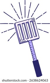 illustration of a traditional tattoo style kitchen spatula in bright neon colors