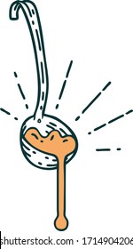 illustration of a traditional tattoo style ladle of gravy