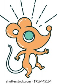 illustration of a traditional tattoo style mouse character