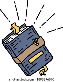 illustration of a traditional tattoo style old bound notebook