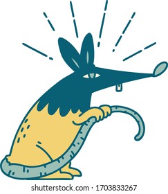 illustration of a traditional tattoo style sneaky rat