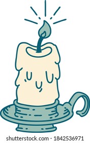 illustration of a traditional tattoo style spooky melting candle