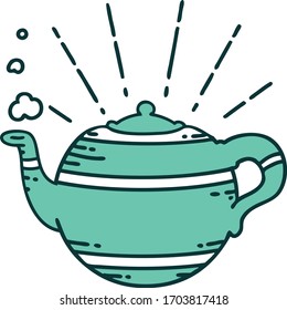 Illustration Traditional Tattoo Style Steaming Teapot Stock Vector ...