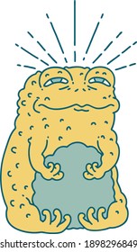 illustration of a traditional tattoo style toad character