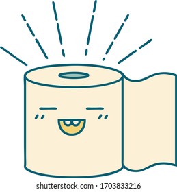 illustration of a traditional tattoo style toilet paper character