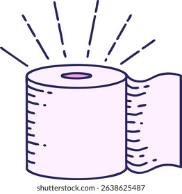 illustration of a traditional tattoo style toilet paper in bright neon colors
