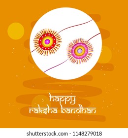 illustration of Traditional thread with Happy Raksha bandhan text on the occasion of religious hindu festival Raksha Bandhan  celebrated in India