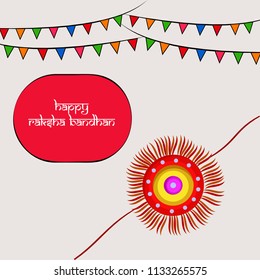 illustration traditional thread Rakhi with Happy Raksha Bandhan text on the occasion of hindu festival Raksha Bandhan