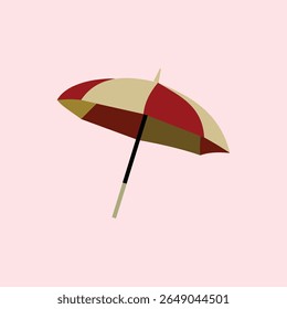Illustration of a traditional umbrella with a combination of red, brown and cream colors, suitable for decoration, protection from the sun or a cultural element with a elegant feel
