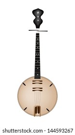 An Illustration of Traditional Vietnam Musical Instrument, Banjo or Dan Nguyet Isolated on White Background 