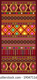 Illustration of traditional woven cloth with colorful patterns