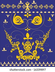 illustration with traditional yellow flower decoration