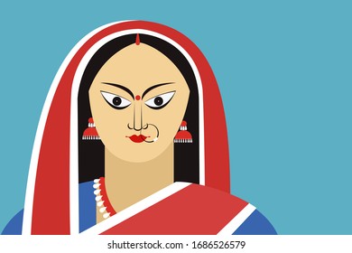 Illustration of a traditionally dressed woman of Indian ethnicity