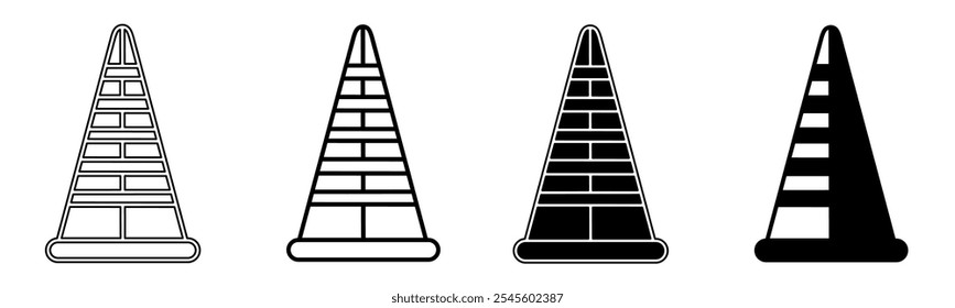 Illustration of a traffic cone. Traffic cone icon collection. Stock vector illustration.