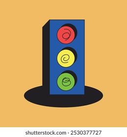 Illustration traffic lamp retro unique design