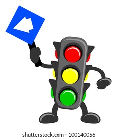 illustration of traffic light cartoon with traffic sign