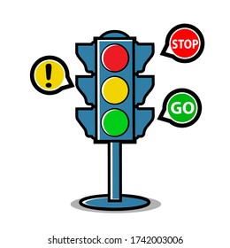 illustration of traffic light cartoon with traffic sign