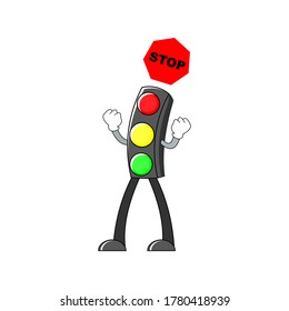 Illustration Traffic Light Cartoon Traffic Sign Stock Vector (Royalty ...