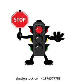 Illustration Traffic Light Cartoon Traffic Sign Stock Vector (Royalty ...