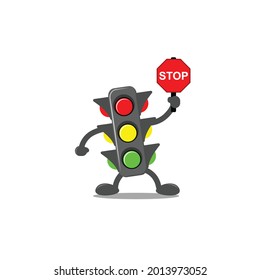 illustration of traffic light cartoon with traffic sign vector design.eps10