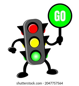 Illustration Traffic Light Cartoon Traffic Sign Stock Vector (Royalty ...