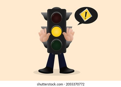 Illustration Traffic Light Cartoon Traffic Sign Stock Vector (Royalty ...