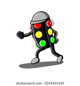illustration of traffic light posing to stop something
