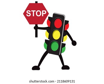 illustration of a traffic light using a cartoon symbol