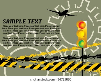 illustration with traffic light and wire