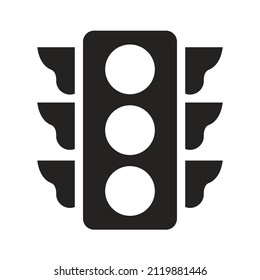 Illustration Traffic lights are lights that control the flow of traffic installed at crossroads, pedestrian crossings, and other traffic flow areas. solid icon glyph