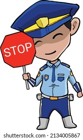 an illustration of a traffic police character