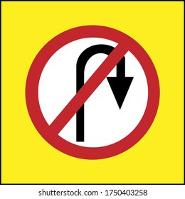 Illustration of traffic sign to represent 'NO U TURN'.