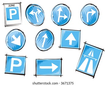 illustration of traffic signs, icon set