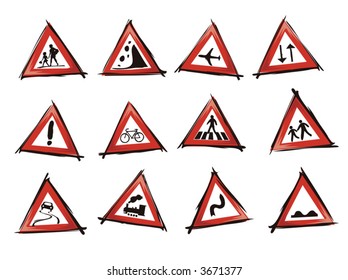 illustration of traffic signs, icon set